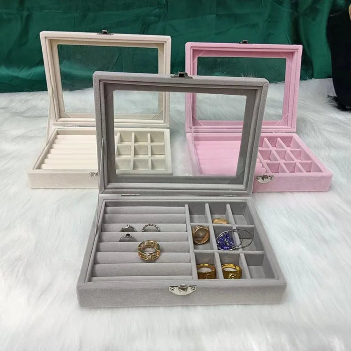 Velvet interior luxury jewelry box storage box