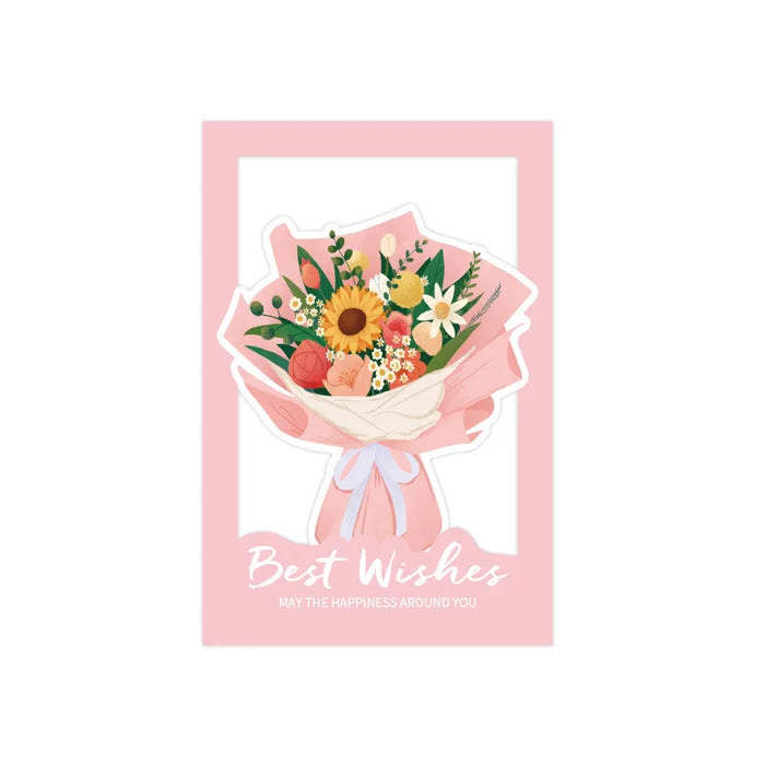 Unique 3D flower-shaped greeting card and bouquet set for teacher gratitude and birthday gifts