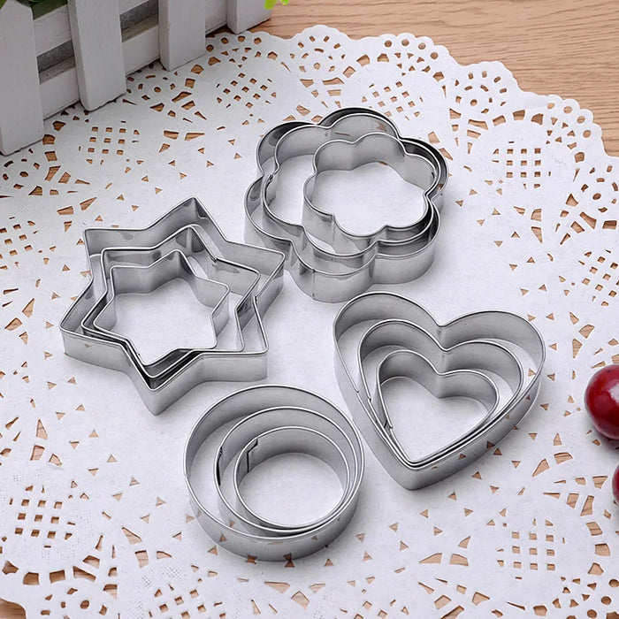 Stainless Steel Cookie Cutters, 12 Piece Set for Christmas Cookies and DIY Baking