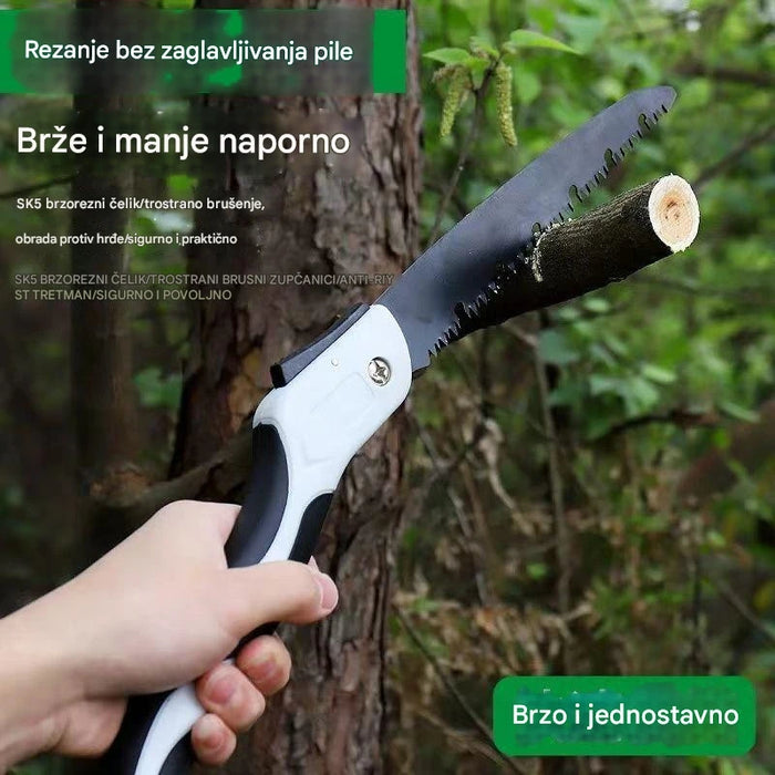 Efficient folding saws for cutting trees, plants and wood