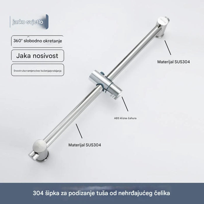 Adjustable shower mounting bracket with stainless steel rod