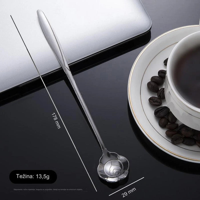 Elegant stainless steel cherry blossom spoon for desserts, coffee, and more