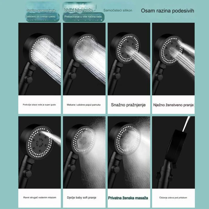 Bathroom Shower System with 8 Pressure Boosting Spray Patterns