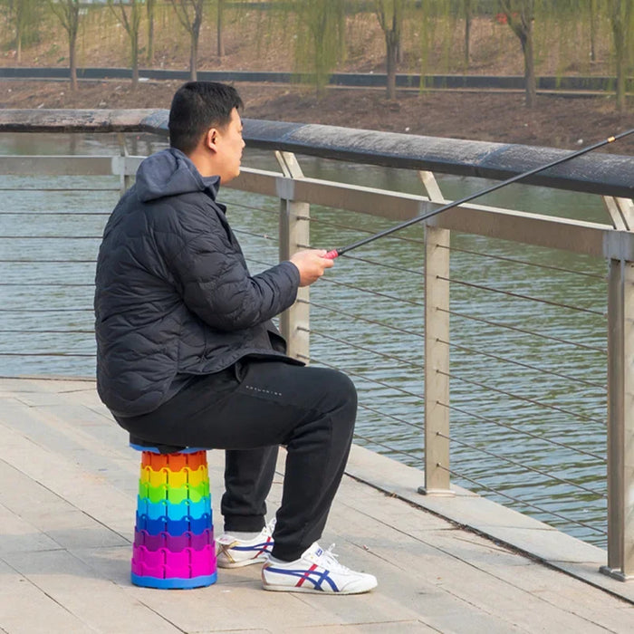 Rainbow retractable folding stool