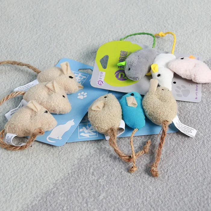 Interactive cat toy bag: 3 plush mice