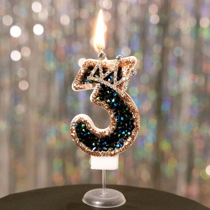 Black Diamond Crown Birthday Digital Candle