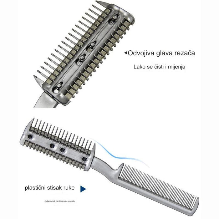 Pet hair removal comb with stainless steel blade