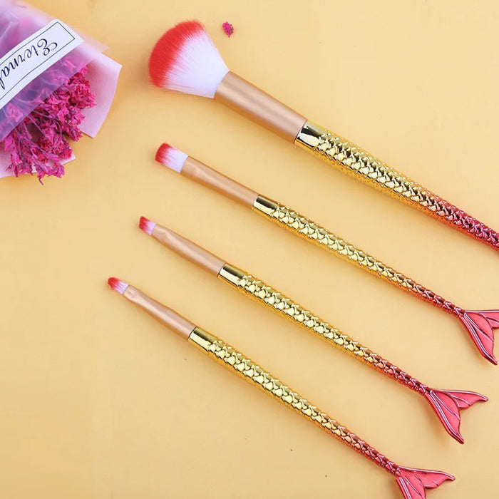 Mermaid Gradient Electroplated Makeup Brushes Set