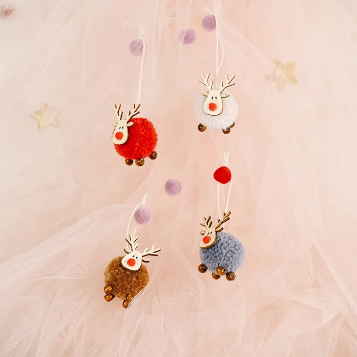 Christmas Tree Ornaments - Cute Reindeer Wool Felt Hanging Ornaments