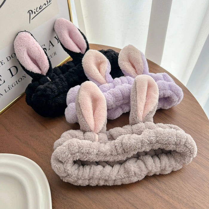 Plush rabbit ear headband non-slip elastic headband women's hair accessories