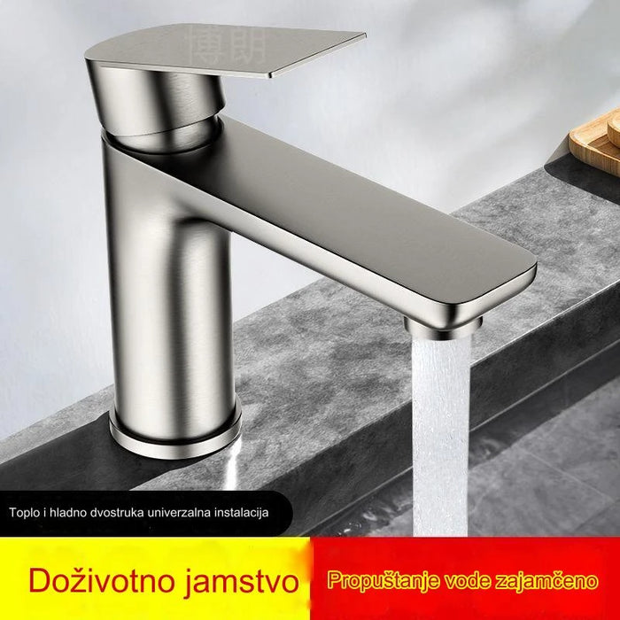 High quality stainless steel basin faucet double handle