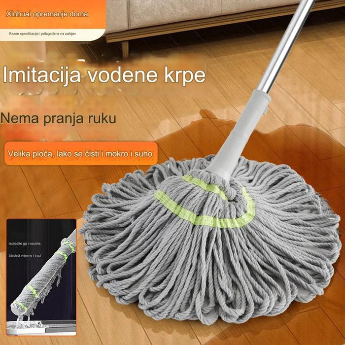 Hands-Free Wringing Mop, Lazy Household Spin Mop with Fiber Cloth Absorbent Squeegee for Cleaning Floors