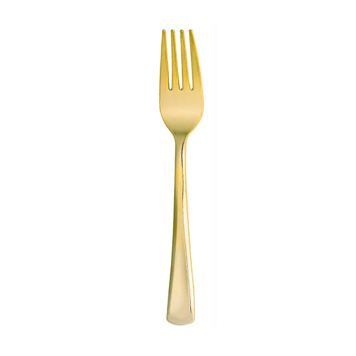 PS plastic UV electroplated gold disposable knife, fork and spoon