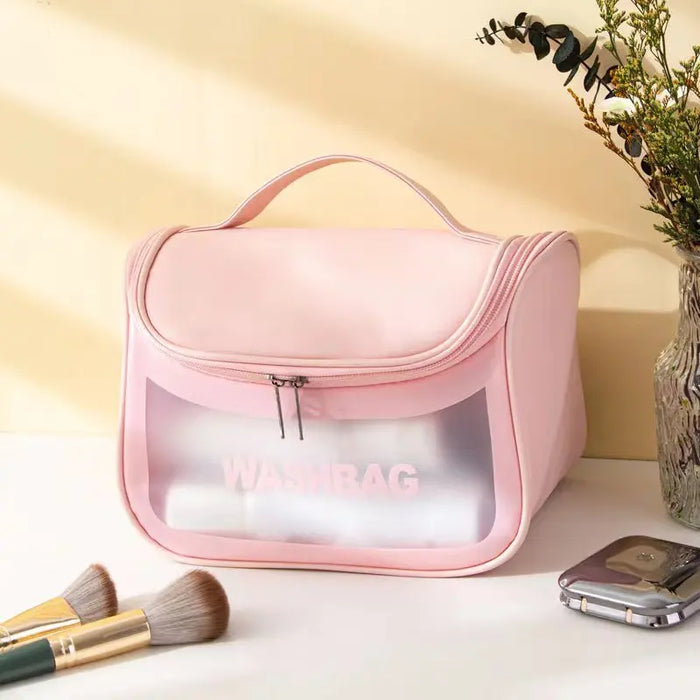 Pu transparent makeup toilet bag