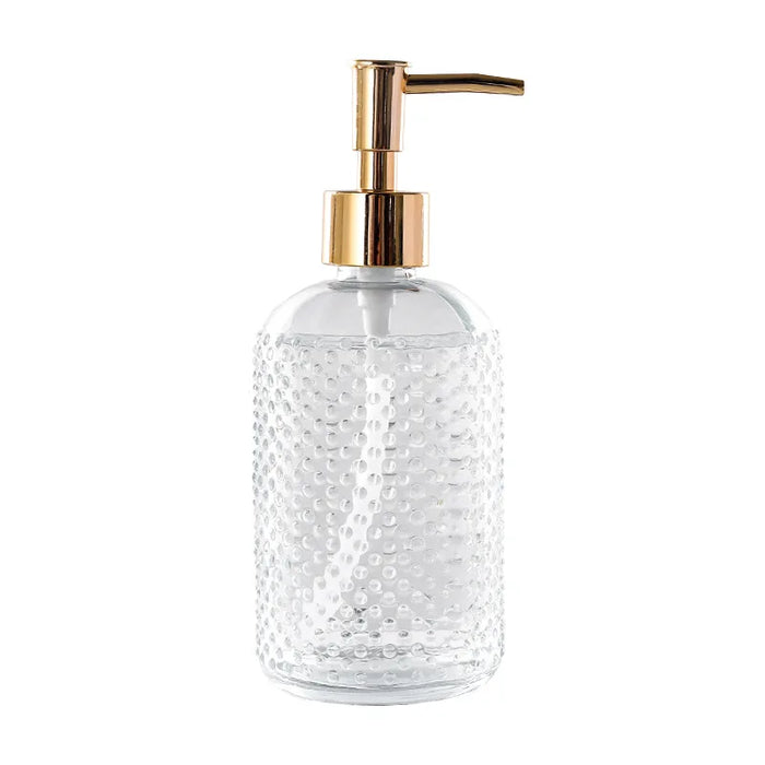 Luxury glass dispenser bottles for shampoo, body wash and hand sanitizer