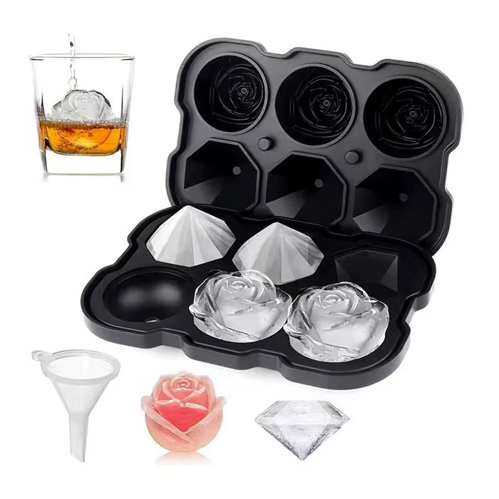 DIY ice cube tray with diamond rose mold and lid