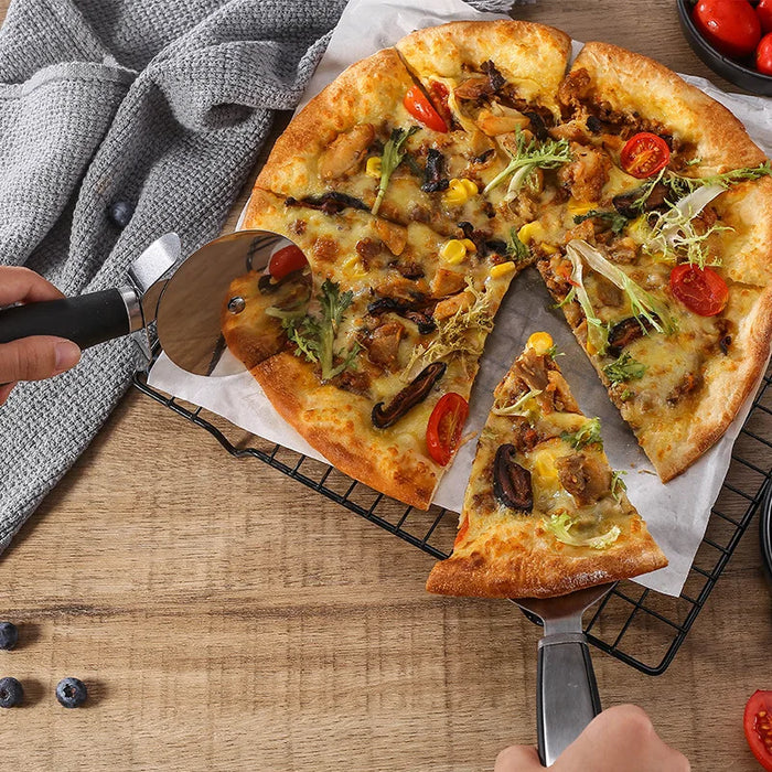 Stainless Steel Pizza Knife with Roller and Shovel