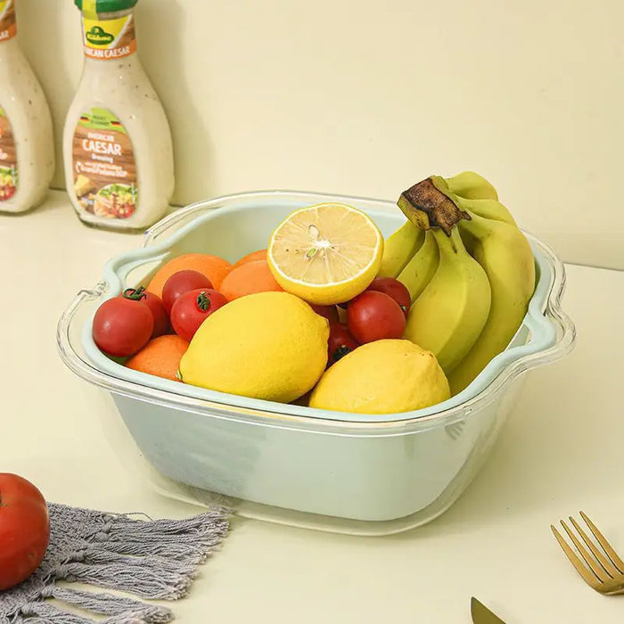 Double Transparent Vegetable and Fruit Drainage Basket