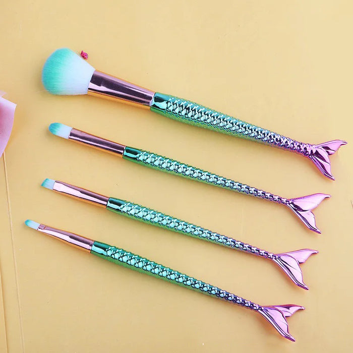 Mermaid Gradient Electroplated Makeup Brushes Set