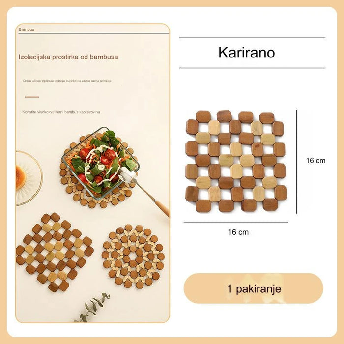 Eco-friendly Bamboo Mats & Pads for Kitchen, Non-slip Hot Pot Mat Set of Round and Square Shapes