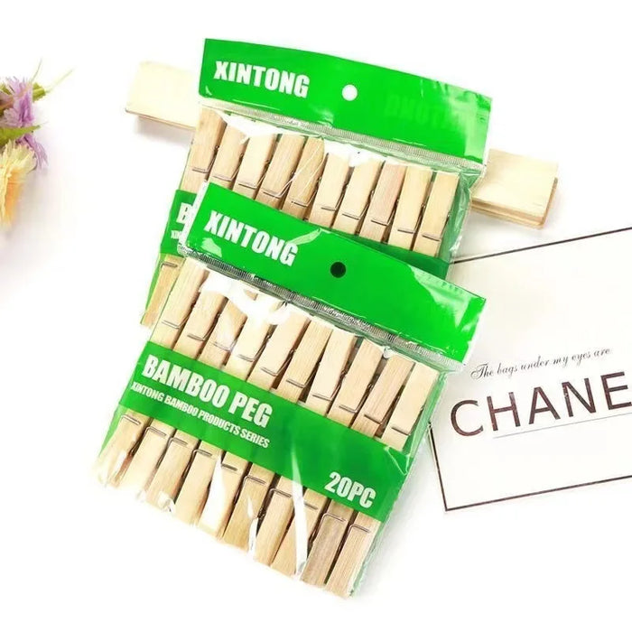 Premium Bamboo Clothes Clips - Strong, Durable and Eco-Friendly Laundry Clips