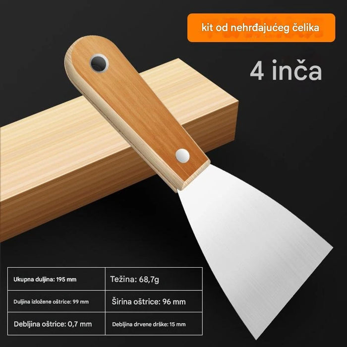 Professional carbon steel putty knife with wooden handle