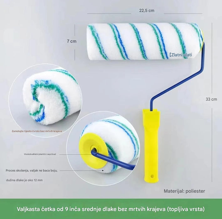 Thickened paint roller brush for uniform coating of latex paints and coatings