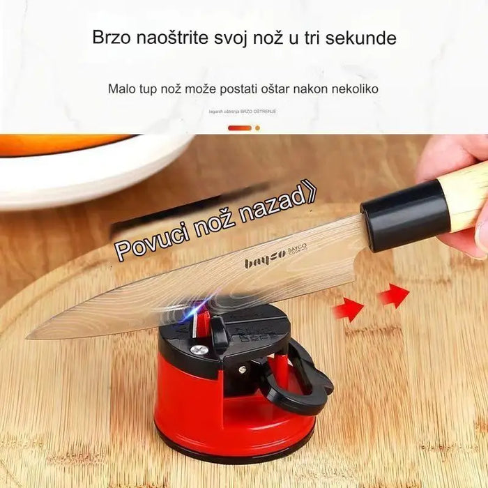 Portable knife and scissor sharpener with powerful suction cups