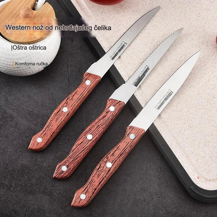 Stainless steel western wood grain knife