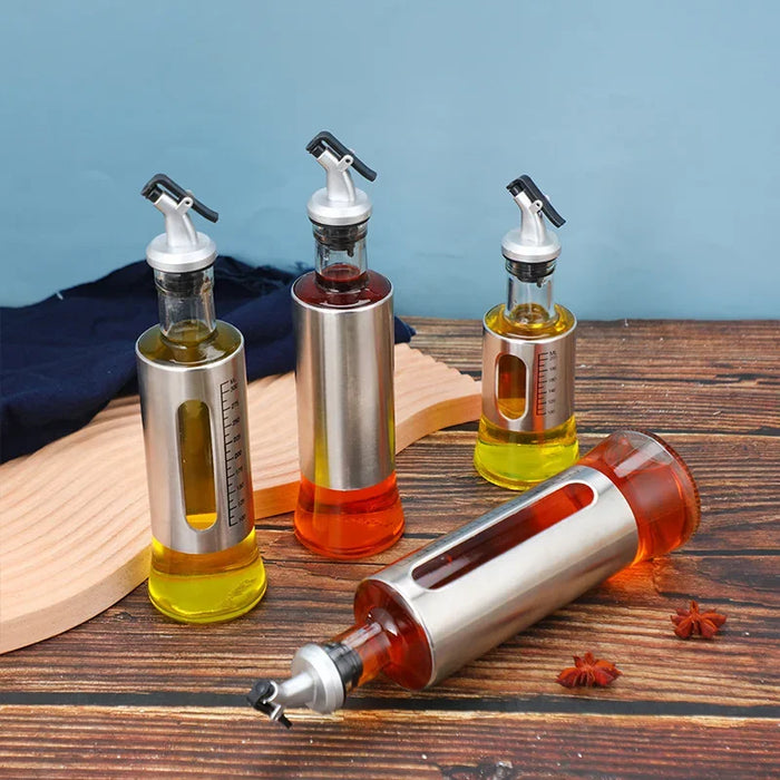 Kitchen glass oil and vinegar dispenser