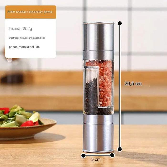 Double manual pepper and salt grinder