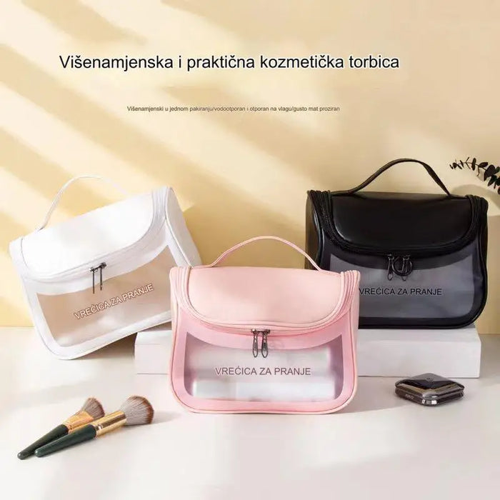 Pu transparent makeup toilet bag