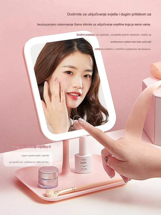 Foldable Makeup Mirror with LED Lights - Portable and Rechargeable Vanity Mirror for Dressing Table