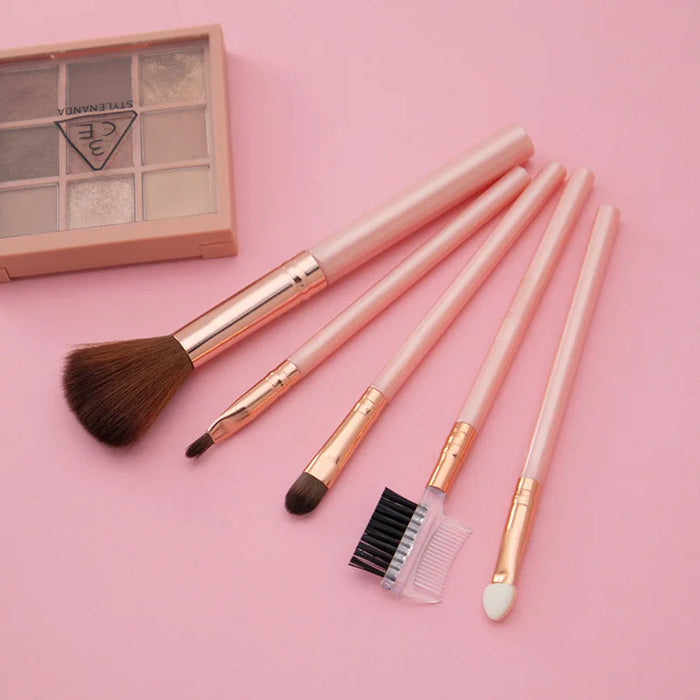 Luxury Makeup Brush Set with Soft Synthetic Fiber Bristles and Plastic Handle