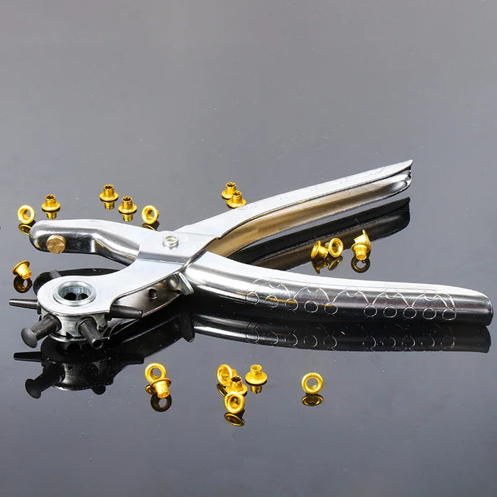 Multifunctional hole punching riveting winking hand-held pliers