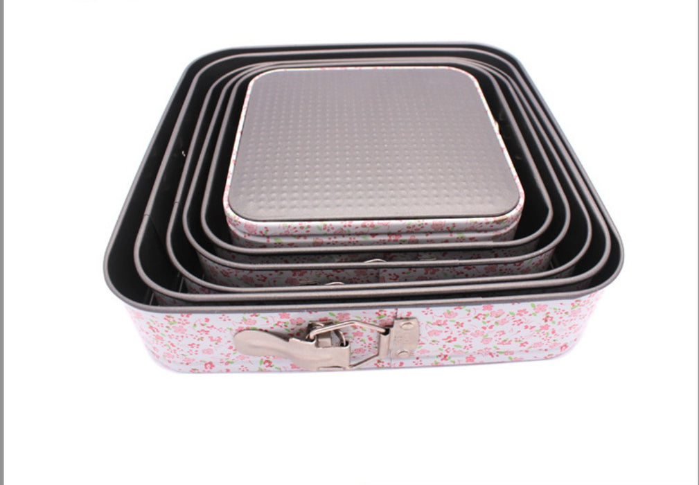 Set of 6 Printed Square Buckle Cake Molds for Baking